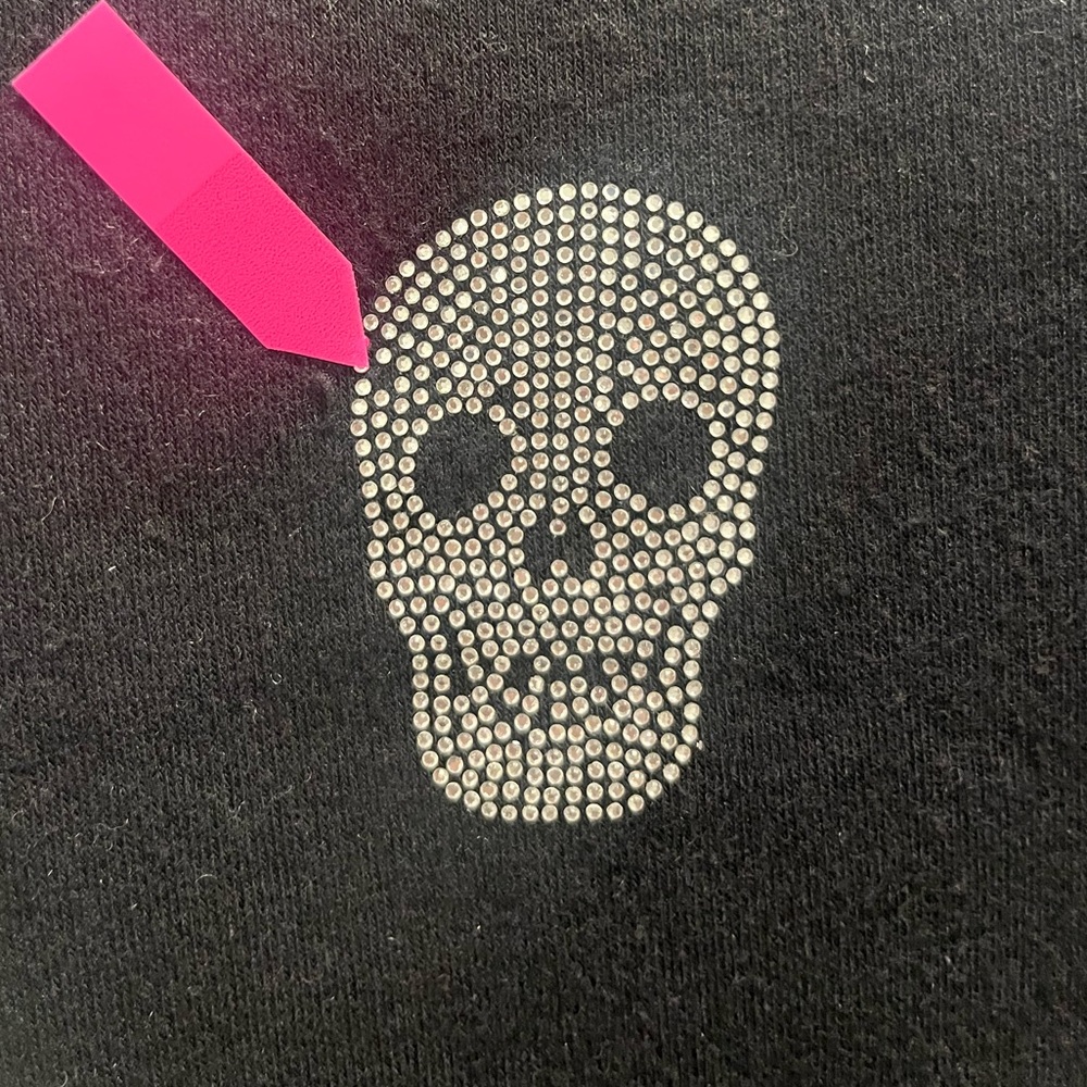 Betsey Johnson Embellished Rhinestone Skull Fleece Sweatshirt Black-Small - VGUC - Picture 4 of 14